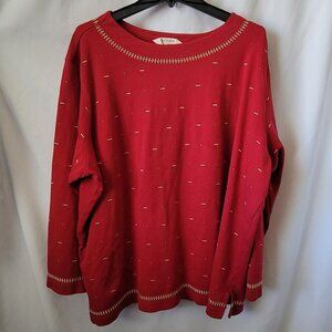 Bechamel II Flashy Top Pullover Red w/gold flecks 3X glam Sparkle Party Metallic